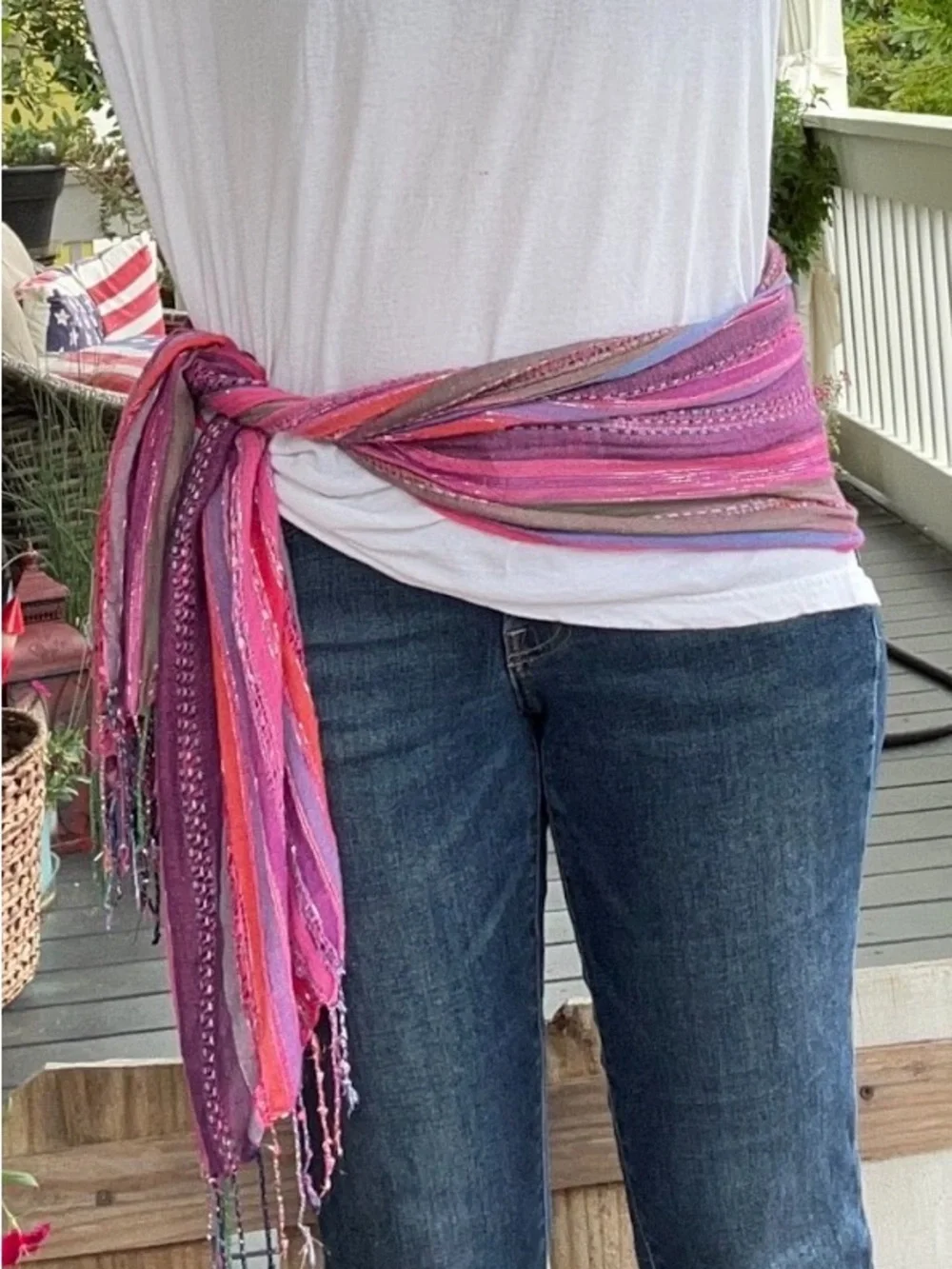 Boho Woven Fringe Scarf | Purple, Pink Artisan Wrap| Soft Lightweight